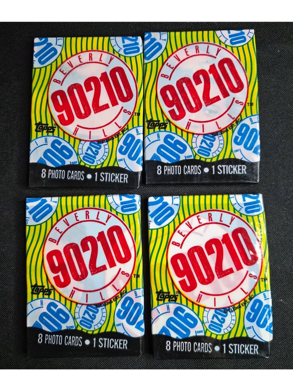1991 Topps Beverly Hills 90210 Trading Cards – 4 Cello Packs 8 Cards + 1 Sticker
